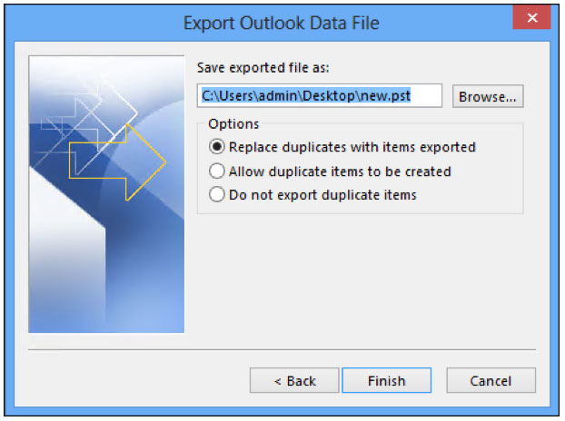 Export Outlook Data File