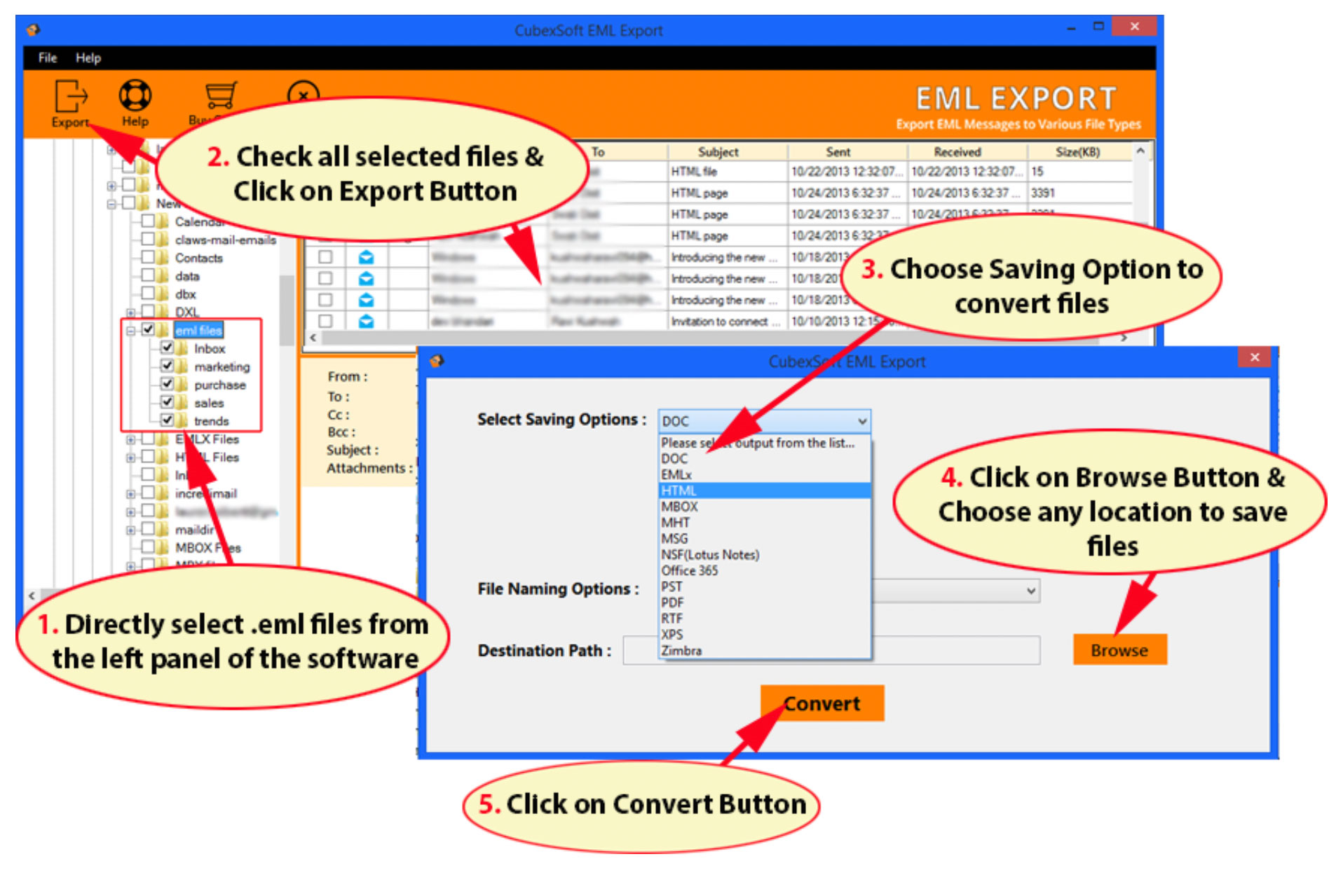 Export EML files to PST for Outlook